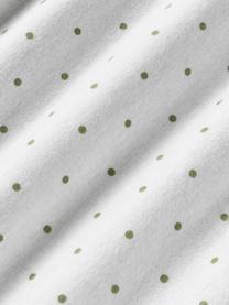 Copricuscino reversibile in flanella a pois Betty, Verde oliva, bianco, Larg. 50 x Lung. 80 cm