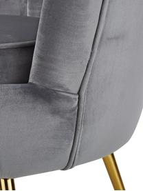 Fluwelen fauteuil Oyster in grijs, Bekleding: fluweel (polyester), Frame: massief populierenhout, m, Poten: gegalvaniseerd metaal, Fluweel grijs, B 81 x D 78 cm