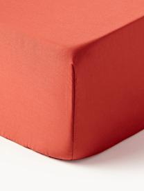 Lenzuolo con angoli boxspring in raso di cotone Comfort, Roso ruggine, Larg. 90 x Lung. 200 cm, Alt. 35 cm