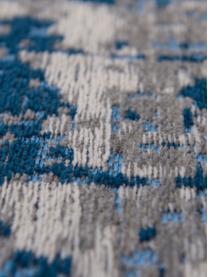 Design Niederflor-Teppich Griff, Flor: 85% Baumwolle, 15% hochgl, Dunkelblau, Grautöne, B 80 x L 150 cm (Größe XS)