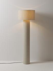 Lampada da terra in lino Ron, Paralume: lino, Struttura: metallo verniciato a polv, Beige chiaro, Alt. 149 cm