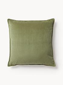 Coussin canapé en velours côtelé Lennon, Velours côtelé vert olive, larg. 70 x long. 70 cm