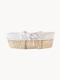 Baby-Korb Moses mit Matratze und Baumwollbezug, 3er-Set, Korb: Naurfaser, Hellbeige, Weiß, B 83 x H 26 cm