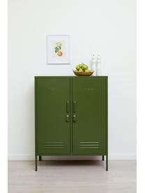 Credenza alta in metallo The Midi, Acciaio verniciato a polvere, Verde scuro, Larg. 85 x Alt. 111 cm