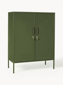 Credenza alta in metallo The Midi, Acciaio verniciato a polvere, Verde scuro, Larg. 85 x Alt. 111 cm