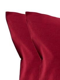 Parure copripiumino in cotone effetto stone washed Velle, Tessuto: cotone ranforce, Fronte e retro: rosso rubino, 155 x 200 cm + 1 federa 50 x 80 cm