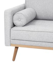 Ecksofa Saint (4-Sitzer) in Hellgrau mit Eichenholz-Füßen, Bezug: Polyester Der hochwertige, Gestell: Massives Kiefernholz, Spa, Webstoff Hellgrau, B 294 x T 220 cm