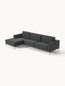 Sofa narożna Cucita (4-osobowa), Tapicerka: tkanina (100% poliester) , Nogi: metal lakierowany Materia, Antracytowa tkanina, S 302 x G 163 cm, lewostronna