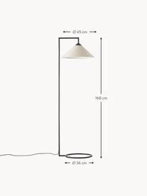 Leeslamp Iris, Lampenkap: linnen (100% polyester), Lampvoet: verchroomd metaal, Beige, zwart, H 160 cm