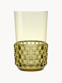 Bicchieri con motivo strutturato Jellies 4 pz, Plastica, Verde oliva, Ø 9 x Alt. 15 cm, 600 ml