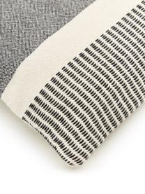 Gestreifte Kissenhülle Lines aus recyceltem Polyester, 100% Recycelter Polyester, GRS-zertifiziert, Schwarz, Off White, B 45 x L 45 cm