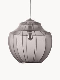 Lampada a sospensione in tessuto intrecciato Beau, Paralume: tessuto, Struttura: metallo verniciato a polv, Baldacchino: metallo verniciato a polv, Grigio, Ø 52 x Alt. 52 cm