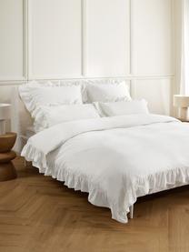 Gewaschener Baumwollperkal-Bettdeckenbezug Louane mit Rüschen, Webart: Perkal Fadendichte 200 TC, Weiß, B 200 x L 200 cm