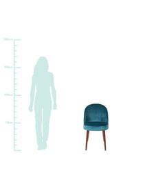 Fluwelen stoel Barbara, Bekleding: 100% polyester fluweel, Poten: gelakt beukenhout, Bekleding: petrolkleurig. Poten: walnootbruin, 51 x 85 cm