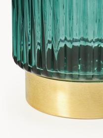 Jarrón de vidrio con base de metal Lene, Al 20 cm, Jarrón: vidrio, Azul petróleo, dorado, Ø 12 x Al 20 cm