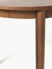 Mesa de comedor extensible de madera de roble Calary, Tablero: aglomerado, contrachapado, Patas: madera de roble, Acabado de madera de nogal, An 180/230 x F 92 cm