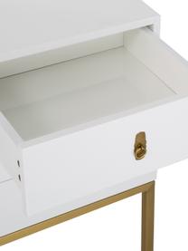 Credenza bianca Classy, Corpo: bianco lucido Struttura e gambe: dorato, Larg. 135 x Alt. 92 cm