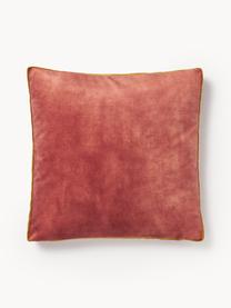 Cuscino in velluto con bordino Tia, Rivestimento: 100% poliestere (velluto), Velluto rosso corallo, Larg. 40 x Lung. 40 cm