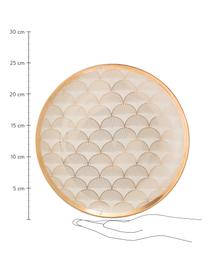 Talíř se zlatými detaily Aruba, 2 ks, Béžová, zlatá