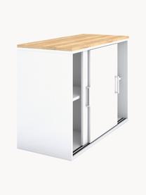 Holz-Büroschrank Allvia mit Schiebetüren, Korpus: Spanplatte, melaminharzbe, Griffe: Metall, pulverbeschichtet, Weiß, Helle Holzoptik, B 100 x H 74 cm