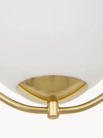 Lámpara de techo pequeña de vidrio opalino Avalon, Pantalla: vidrio, Estructura: metal pintado, Anclaje: metal pintado, Cable: plástico, Blanco, dorado, Ø 39 x Al 52 cm