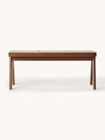 Banc en cannage Sissi, Bois de chêne foncé, cannage beige clair, larg. 110 x haut. 48 cm