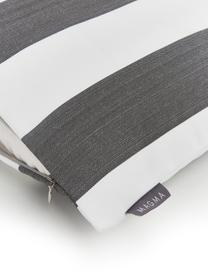 Housse de coussin d'extérieur à rayures Santorin, 100 % polypropylène, revêtement Teflon®, Anthracite, blanc, larg. 40 x long. 40 cm