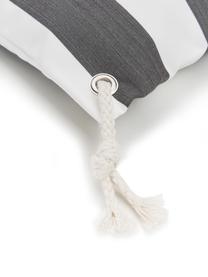 Gestreepte outdoor kussenhoes Santorin in grijs/wit, 100% polypropyleen, Teflon® gecoat, Antraciet, wit, B 40 x L 40 cm