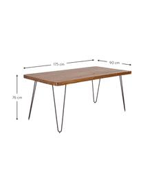 Jídelní stůl s deskou z masivního dřeva Edgar, 175 x 90 cm, Akátové dřevo, černá, Š 175 cm, H 90 cm