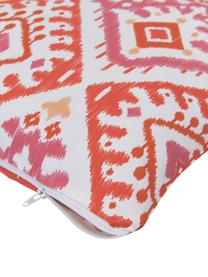 Federa arredo boho reversibile con motivo grafico Yuna, 100% cotone certificato GOTS, Rosso, bianco, 45 x 45 cm