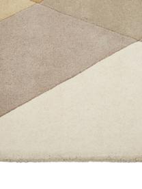 Handgetuft design vloerkleed Freya van wol, Bovenzijde: 95% wol, 5% viscose, Onderzijde: wol Bij wollen vloerklede, Mosterdgeel, beige, grijs, bruin, B 200 x L 300 cm (maat L)