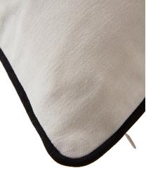 Housse de coussin 50x50 avec bordure passepoilée Oliver, 100 % polyester, Blanc cassé, noir, larg. 50 x long. 50 cm