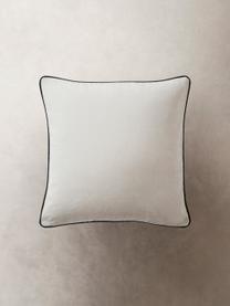 Housse de coussin 50x50 avec bordure passepoilée Oliver, 100 % polyester, Blanc cassé, noir, larg. 50 x long. 50 cm