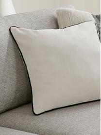 Housse de coussin 50x50 avec bordure passepoilée Oliver, 100 % polyester, Blanc cassé, noir, larg. 50 x long. 50 cm