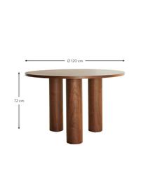 Kulatý stůl Colette, Ø 120 cm, MDF deska (dřevovláknitá deska střední hustoty) s dýhou z ořechu, certifikace FSC, Ořechové dřevo, Ø 120 cm, V 72 cm