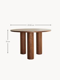 Table ronde Colette, Ø 120 cm, MDF avec placage en bois de noyer, certifié FSC, Bois de noyer, Ø 120 x haut. 72 cm