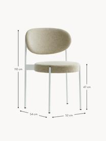 Krzesło tapicerowane z wełny Seria 430, Tapicerka: 70% wełna, 30% wiskoza, Stelaż: metal powlekany, Beżowa wełna, biały, S 52 x G 54 cm