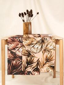 Tafelloper Protea van katoenmix met bloemmotief, 85% katoen, 15% linnen, Antraciet, bruintinten, 40 x 145 cm