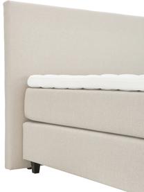 Letto boxspring premium in tessuto beige Eliza, Materasso: nucleo a 5 zone di molle , Struttura: legno di pino massiccio, Piedini: legno di betulla massicci, Tessuto beige, 140 x 200 cm, durezza 2