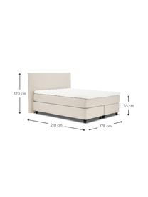 Premium Boxspringbett Eliza in Beige, Matratze: 5-Zonen-Taschenfederkern, Füße: Massives Birkenholz, lack, Webstoff Beige, 140 x 200 cm, Härtegrad 2