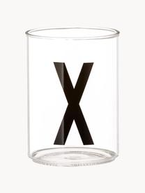Design Wasserglas Personal mit Buchstaben (Varianten von A bis Z), Borosilikatglas, Transparent, Schwarz, Wasserglas A, 300 ml