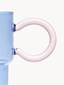 Set de tazas de vidrio The Belle, 2 uds., Vidrio, Azul, rosa pálido, Ø 13 x Al 10 cm, 330 ml