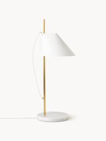 Lampa stołowa LED z funkcją przyciemniania Yuh, Stelaż: mosiądz szczotkowany, Biały, marmurowy, mosiężny, Ø 20 x 61 cm