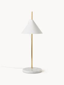 Grande lampe à poser LED à intensité variable avec fonction minuterie Yuh, Blanc, marbré, laiton, Ø 20 x haut. 61 cm