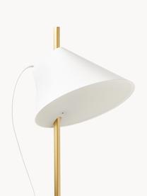 Grande lampe à poser LED à intensité variable avec fonction minuterie Yuh, Blanc, marbré, laiton, Ø 20 x haut. 61 cm