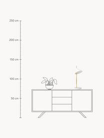 Lampada da tavolo grande a LED con luce regolabile e timer Yuh, Paralume: alluminio laccato, Struttura: ottone spazzolato, Bianco marmorizzato, ottone, Ø 20 x Alt. 61 cm