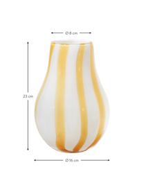 Vaso di design in vetro soffiato Adela, Vetro soffiato, Bianco, giallo, Ø 16 x Alt. 23 cm