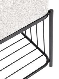 Sgabello imbottito in bouclé Milou, Rivestimento: 100% poliestere Il rivest, Struttura: pannello di fibra a media, Tessuto bouclé grigio chiaro, Larg. 50 x Alt. 45 cm