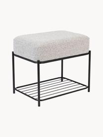 Tabouret bouclé avec rangement Milou, Tissu bouclé gris clair, larg. 50 x haut. 45 cm