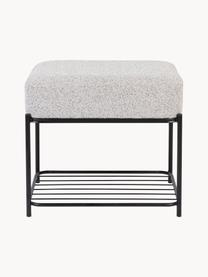 Tabouret bouclé avec rangement Milou, Tissu bouclé gris clair, larg. 50 x haut. 45 cm